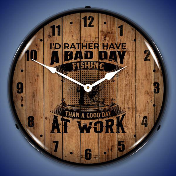 Bad Day Fishing Backlit LED Clock-LED Clocks-Grease Monkey Garage