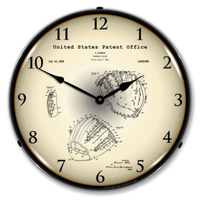 Baseball Glove 1962 Patent Backlit LED Clock-LED Clocks-Grease Monkey Garage