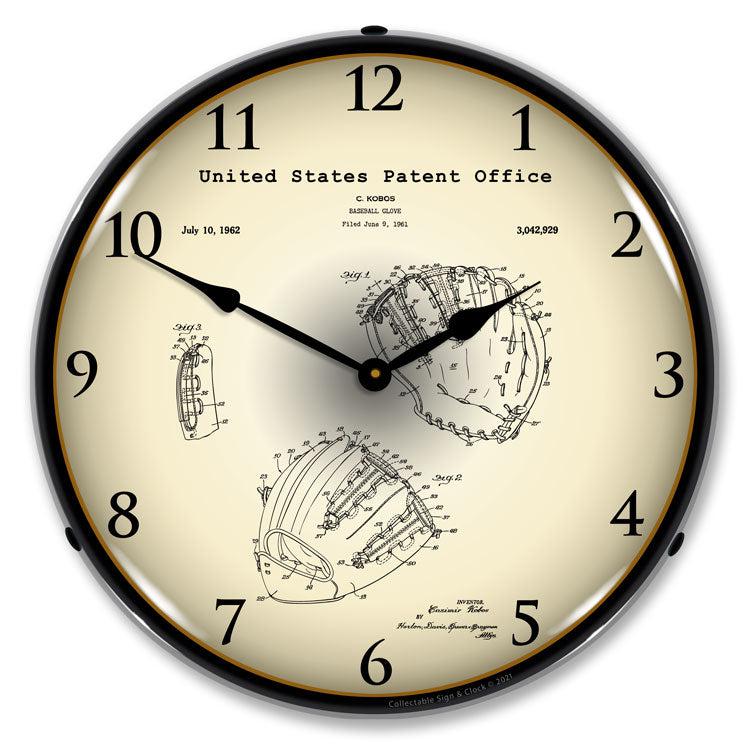 Baseball Glove 1962 Patent Backlit LED Clock-LED Clocks-Grease Monkey Garage