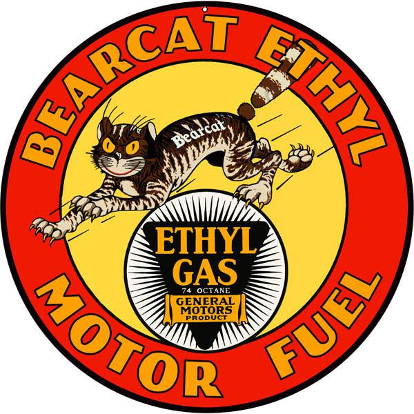 Bearcat Ethyl Motor Fuel Metal Sign-Metal Signs-Grease Monkey Garage