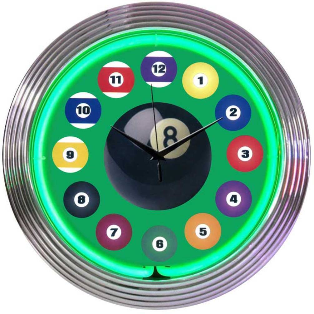 Billiard Ball Green Neon Clock-Clocks-Grease Monkey Garage
