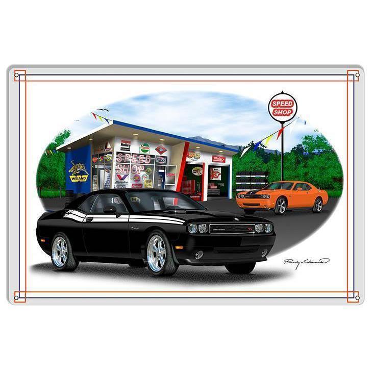 Black Dodge Challenger 3rd Gen Metal Sign-Metal Signs-Grease Monkey Garage