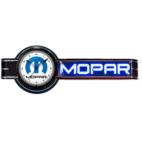 Black Offset Mopar Neon Clock Sign-Neon Clock Signs-Grease Monkey Garage