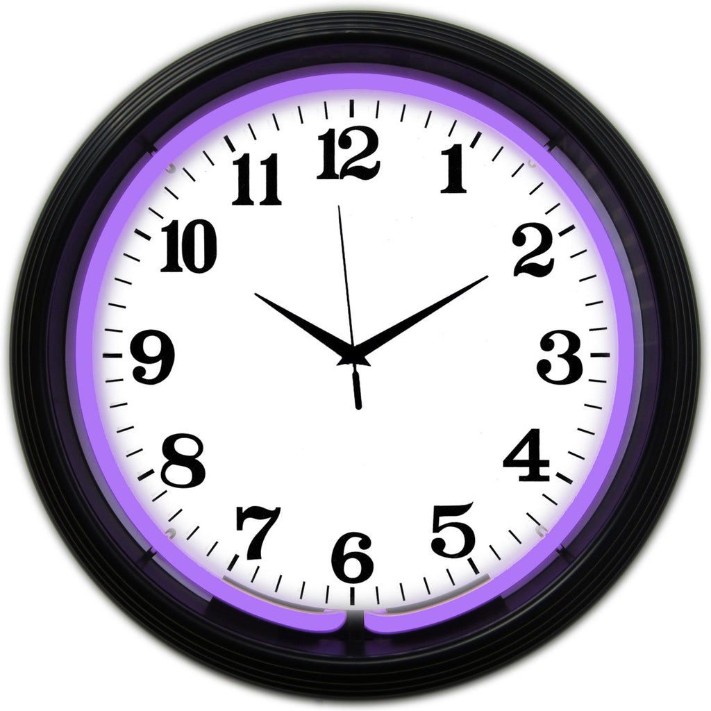 Black Rim Purple Standard Neon Clock-Clocks-Grease Monkey Garage