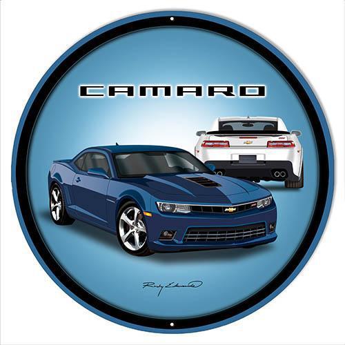 Blue 5th Gen Camaro Metal Sign-Metal Signs-Grease Monkey Garage