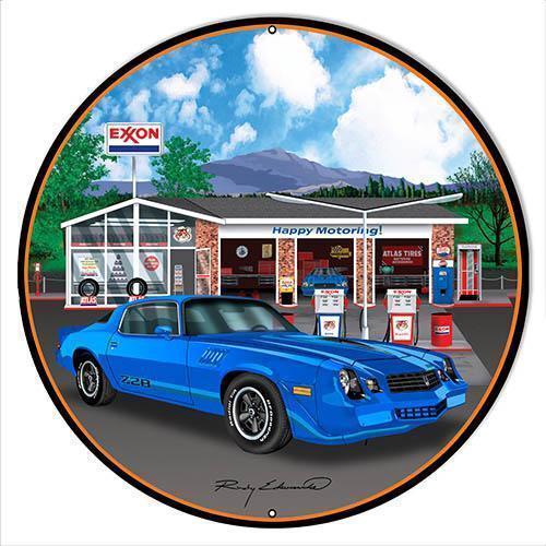 Blue Camaro Z/28 Metal Sign-Metal Signs-Grease Monkey Garage