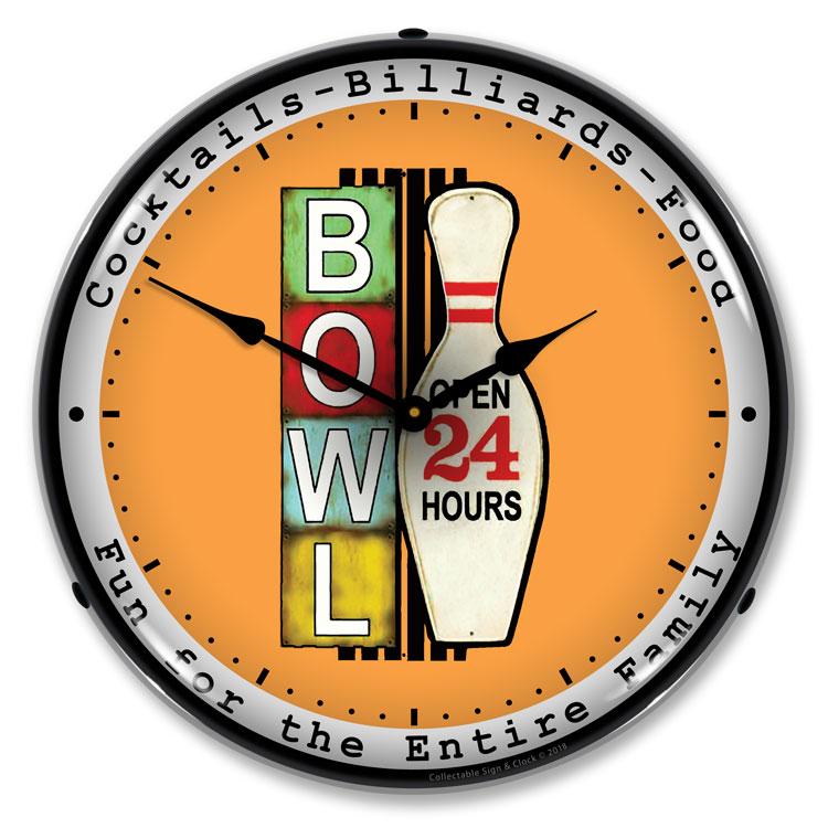 Bowling 24 Hours LED Clock-LED Clocks-Grease Monkey Garage