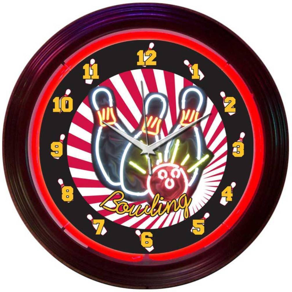 Bowling Neon Clock-Clocks-Grease Monkey Garage