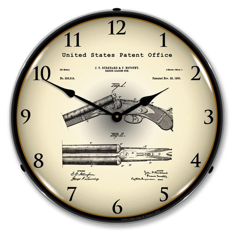 Breech Loading Shotgun 1883 Patent LED Clock-LED Clocks-Grease Monkey Garage