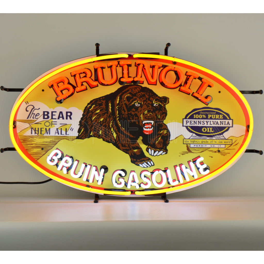 Bruinoil Bruin Gasoline Neon Sign-Neon Signs-Grease Monkey Garage