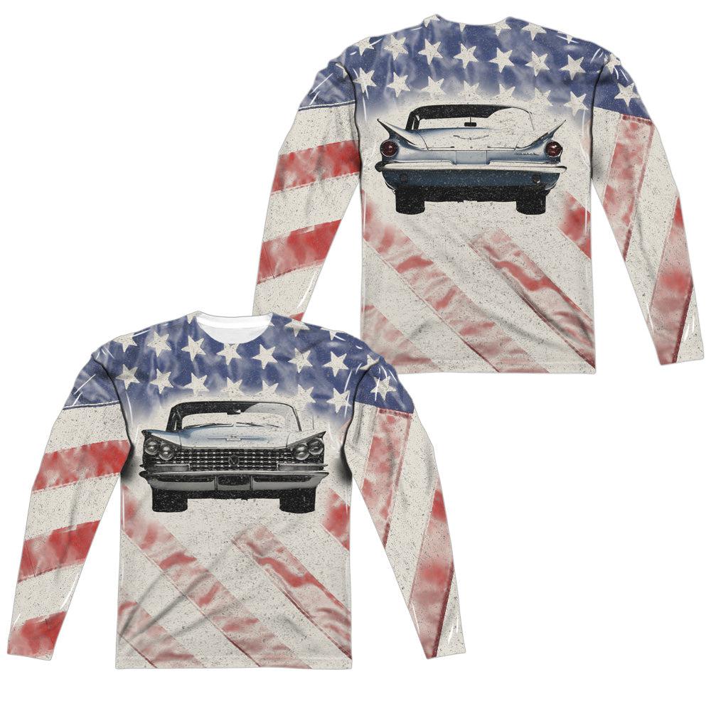 Buick 1959 Electra Flag (Front and Back Print) Long-Sleeve T-Shirt 100% Poly-Grease Monkey Garage