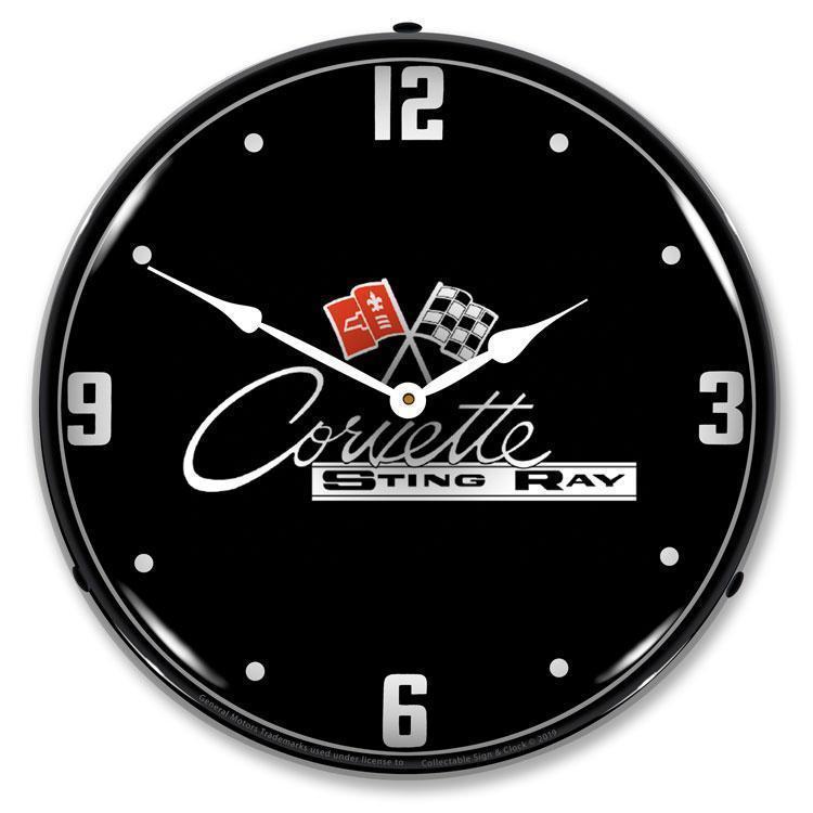 C2 Corvette Black Tie Backlit LED Clock-LED Clocks-Grease Monkey Garage
