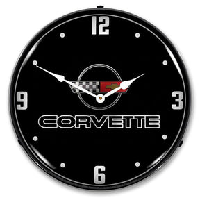 C4 Corvette Black Tie Backlit LED Clock-LED Clocks-Grease Monkey Garage