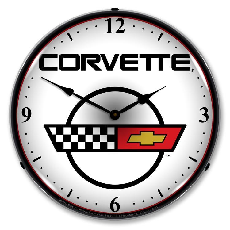 C4 Corvette Logo LED Clock-LED Clocks-Grease Monkey Garage