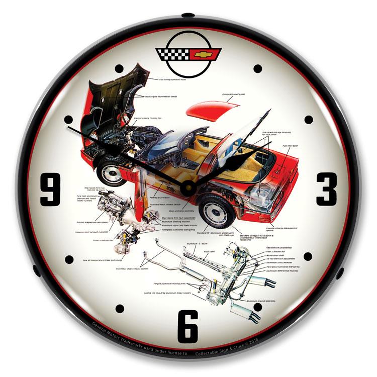 C4 Corvette Tech LED Clock-LED Clocks-Grease Monkey Garage