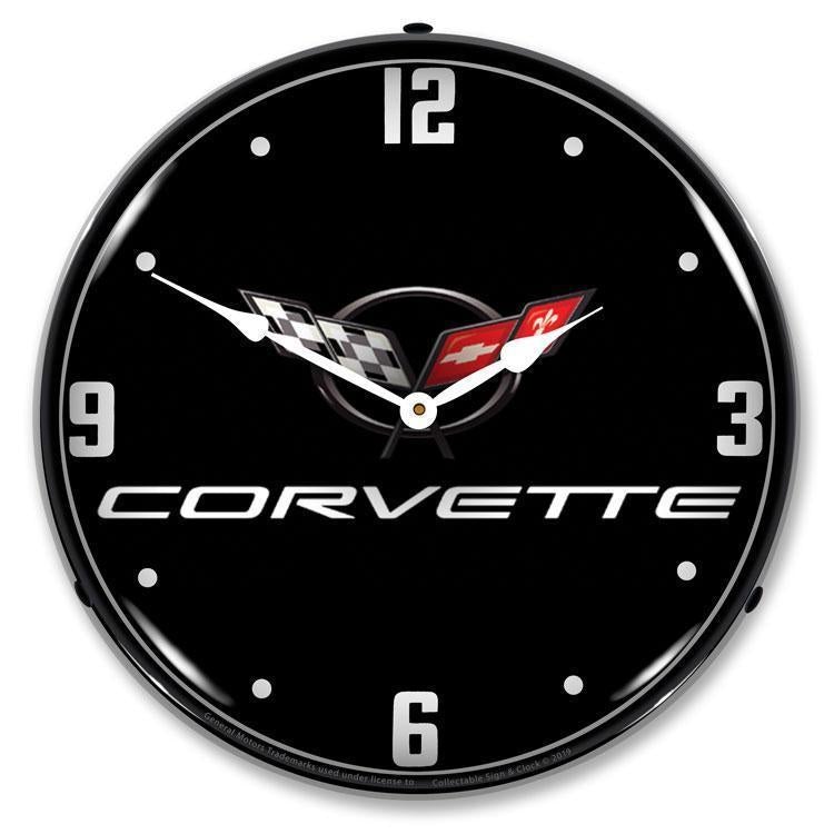 C5 Corvette Black Tie Backlit LED Clock-LED Clocks-Grease Monkey Garage
