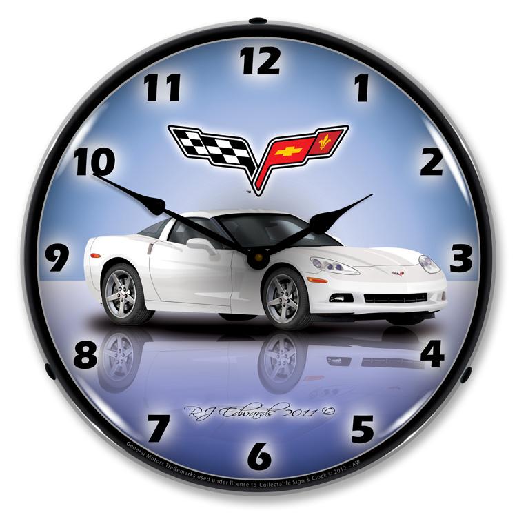 C6 Corvette Artic White LED Clock-LED Clocks-Grease Monkey Garage