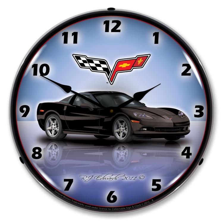 C6 Corvette Black LED Clock-LED Clocks-Grease Monkey Garage