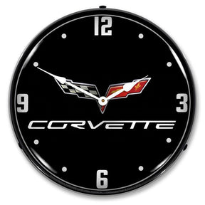 C6 Corvette Black Tie Backlit LED Clock-LED Clocks-Grease Monkey Garage