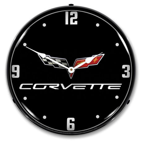C6 Corvette Black Tie Backlit LED Clock-LED Clocks-Grease Monkey Garage