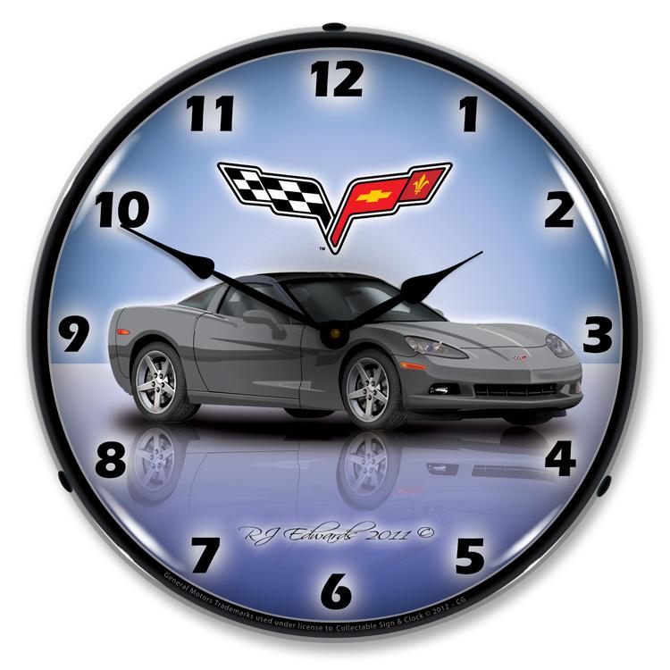 C6 Corvette Cyber Grey LED Clock-LED Clocks-Grease Monkey Garage
