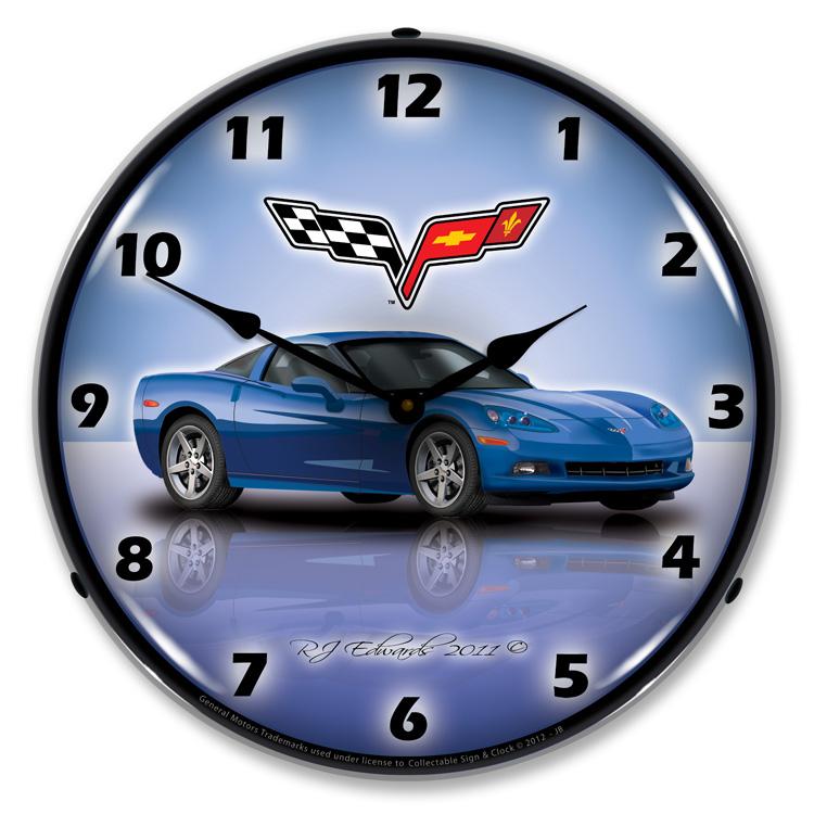 C6 Corvette Jetstream Blue LED Clock-LED Clocks-Grease Monkey Garage