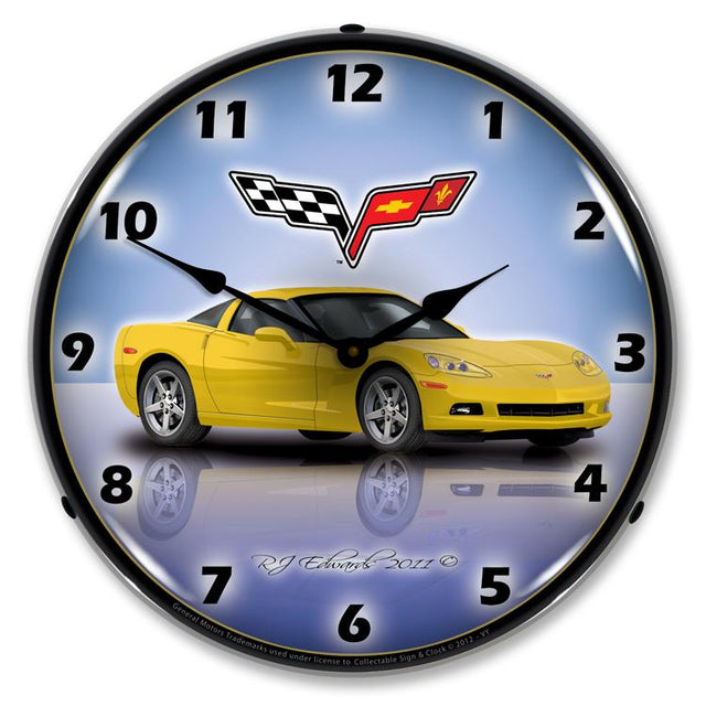 C6 Corvette Velocity Yellow LED Clock-LED Clocks-Grease Monkey Garage