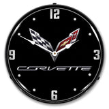 C7 Corvette Black Tie Backlit LED Clock-LED Clocks-Grease Monkey Garage