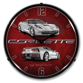 C7 Corvette Blade Silver LED Clock-LED Clocks-Grease Monkey Garage
