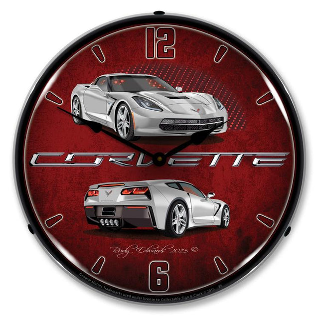 C7 Corvette Blade Silver LED Clock-LED Clocks-Grease Monkey Garage