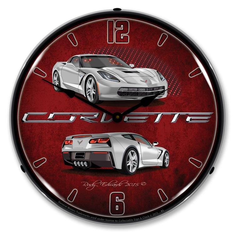 C7 Corvette Blade Silver LED Clock-LED Clocks-Grease Monkey Garage