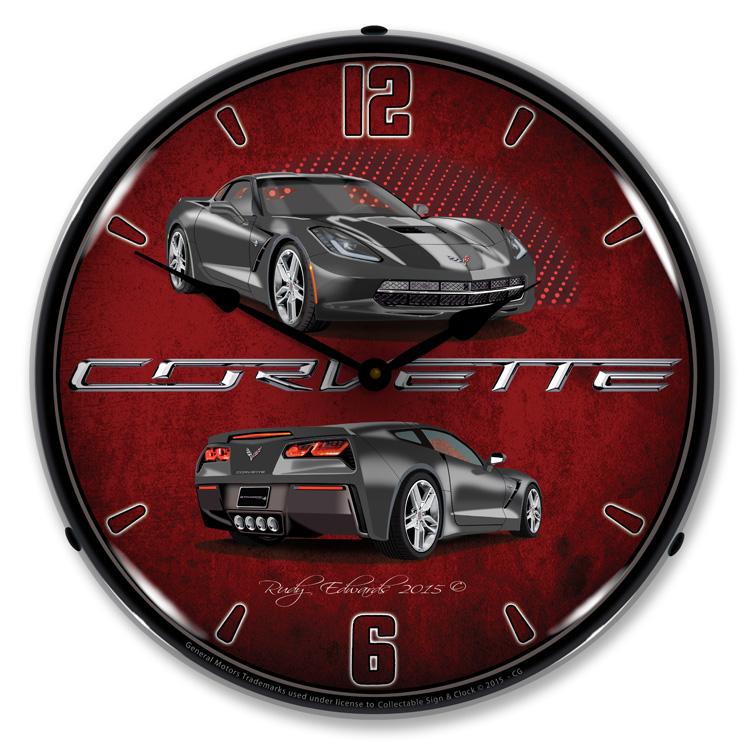 C7 Corvette Cyber Grey LED Clock-LED Clocks-Grease Monkey Garage
