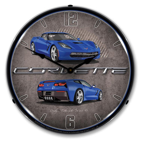 C7 Corvette Laguna Blue LED Clock-LED Clocks-Grease Monkey Garage