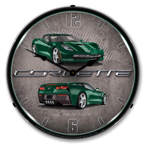 C7 Corvette Lime Rock Green LED Clock-LED Clocks-Grease Monkey Garage