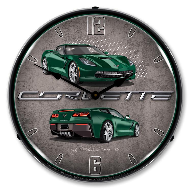 C7 Corvette Lime Rock Green LED Clock-LED Clocks-Grease Monkey Garage