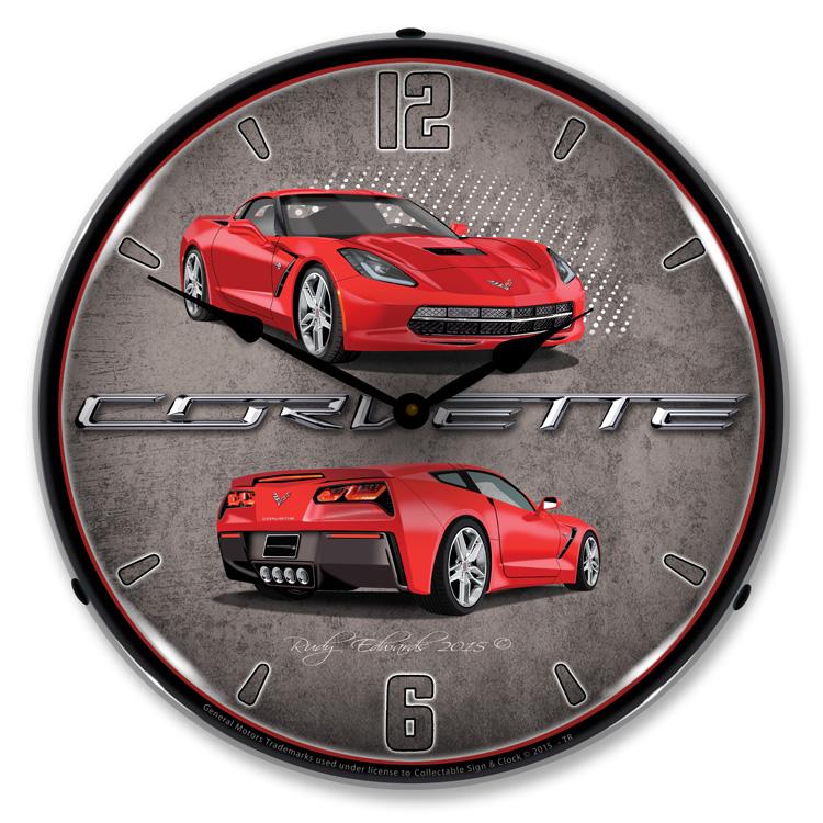 C7 Corvette Torch Red LED Clock-LED Clocks-Grease Monkey Garage