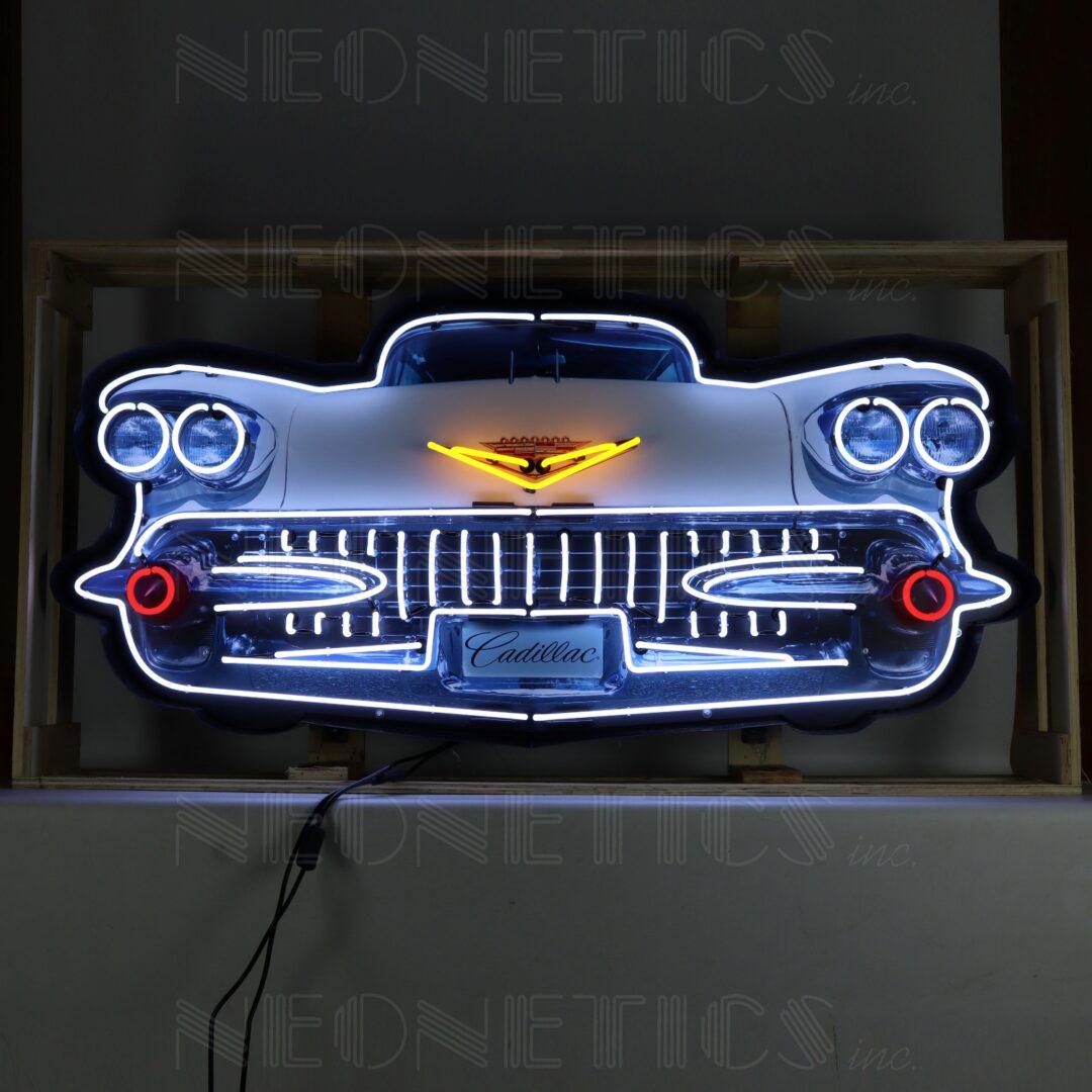 Cadillac Grille Neon Sign in Steel Can-Neon Signs-Grease Monkey Garage