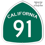 California Highway 91 Laser Cut Metal Sign-Metal Signs-Grease Monkey Garage