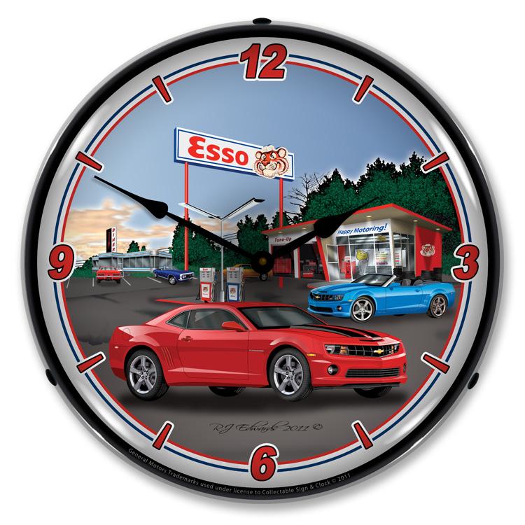 Camaro Esso Station LED Clock-LED Clocks-Grease Monkey Garage