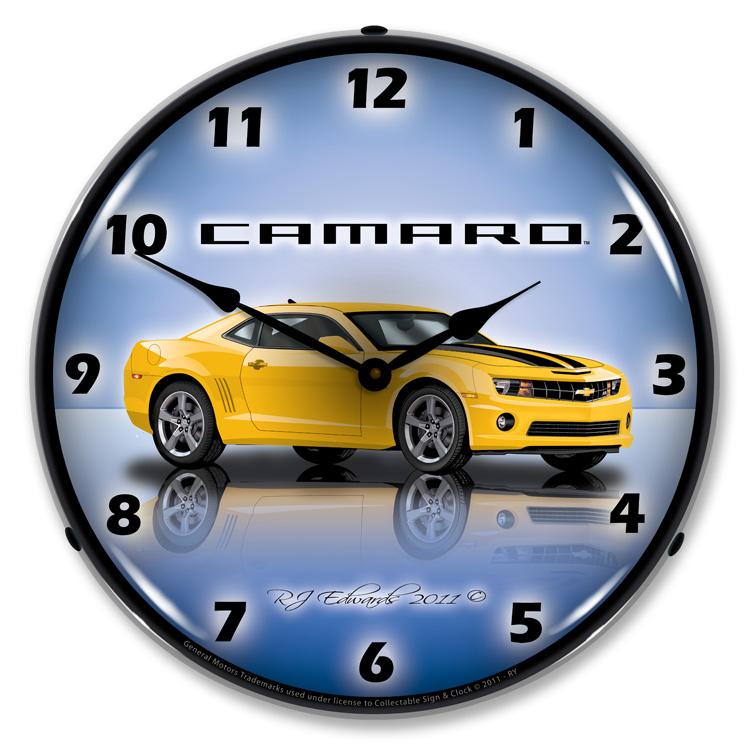 Camaro G5 Rally Yellow LED Clock-LED Clocks-Grease Monkey Garage