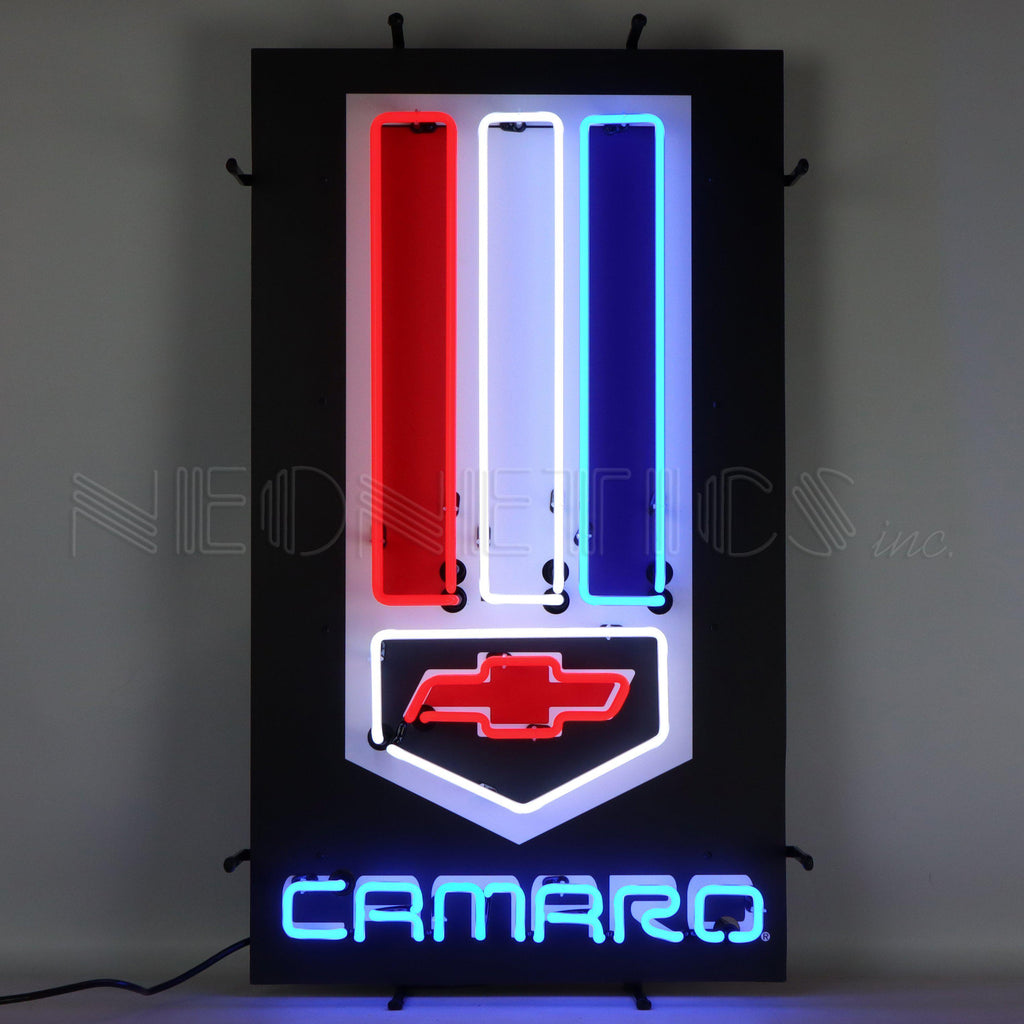 Camaro Red, White and Blue Vertical Neon Sign-Neon Signs-Grease Monkey Garage