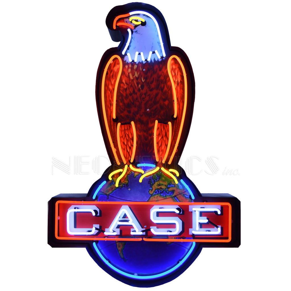 Case Eagle Neon Sign in Shaped Steel Can-Neon Signs-Grease Monkey Garage