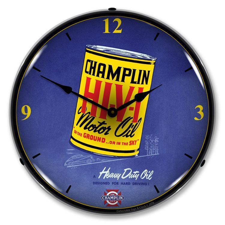 Champlin Oil Backlit LED Clock-LED Clocks-Grease Monkey Garage