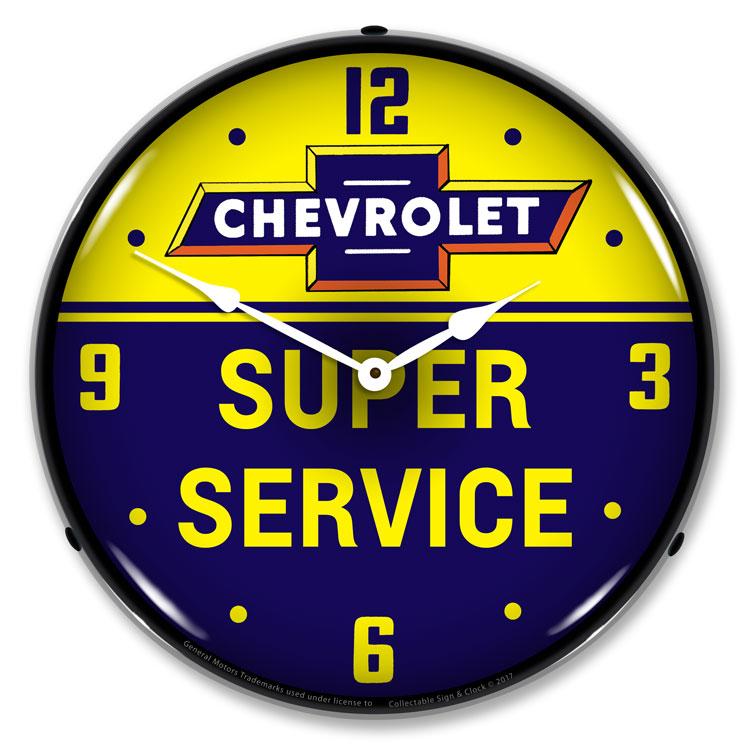 Chevrolet Bowtie Super Service LED Clock-LED Clocks-Grease Monkey Garage