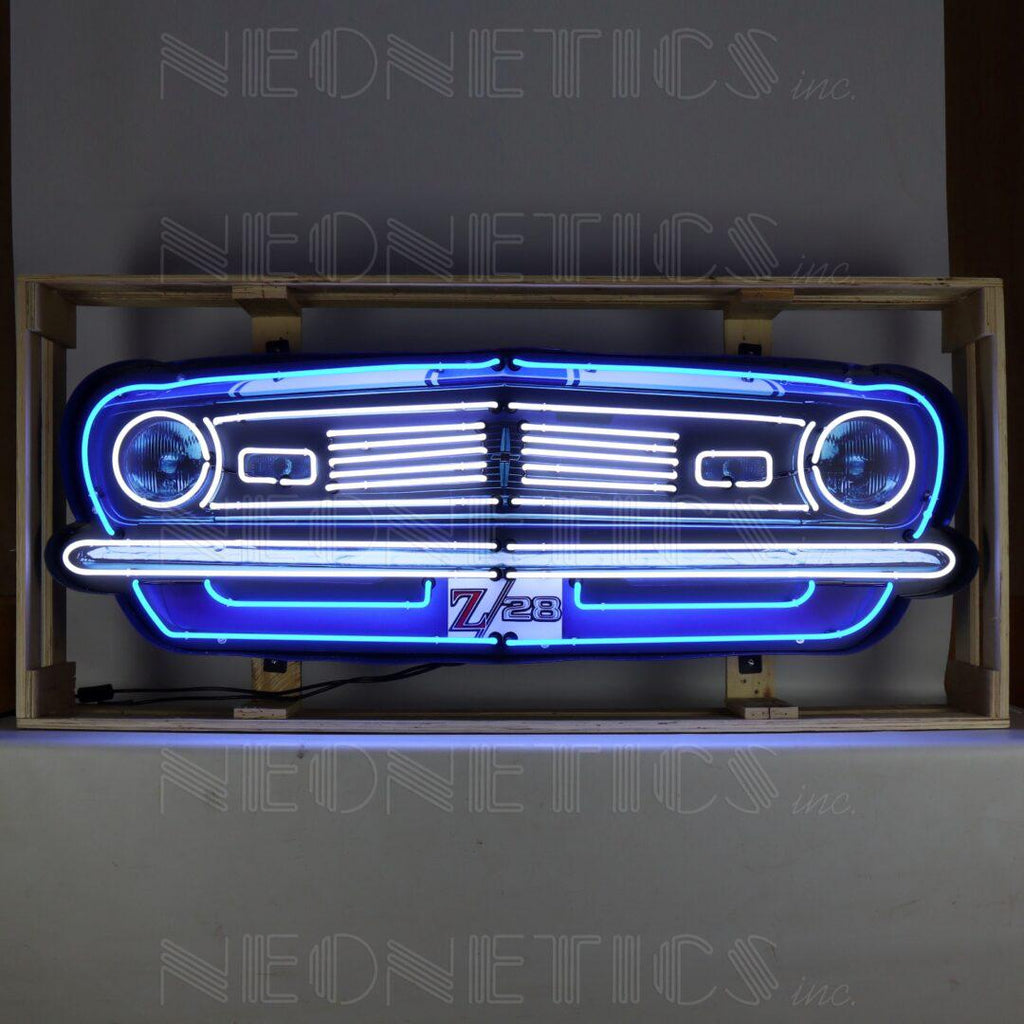 Chevrolet Camaro Z/28 Grille Neon Sign in Steel Can-Neon Signs-Grease Monkey Garage