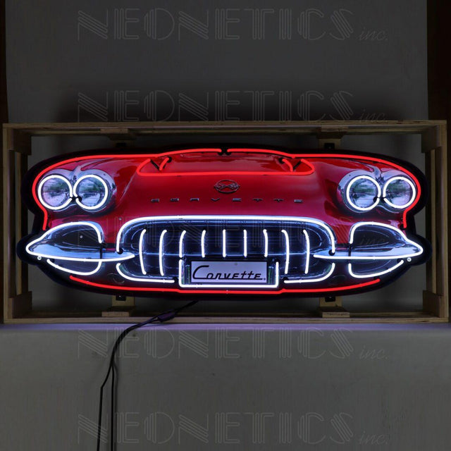 Chevrolet Corvette C1 Grille Neon Sign in Steel Can-Neon Signs-Grease Monkey Garage