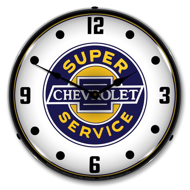 Chevrolet Super Service LED Clock-LED Clocks-Grease Monkey Garage