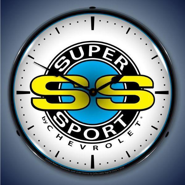 Chevrolet Super Sport Backlit LED Clock-LED Clocks-Grease Monkey Garage