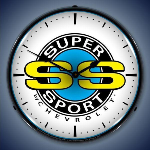 Chevrolet Super Sport Backlit LED Clock-LED Clocks-Grease Monkey Garage
