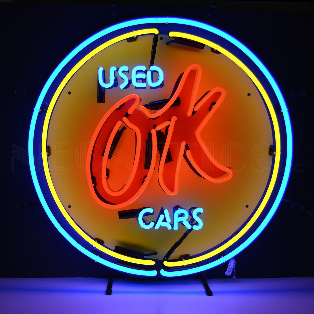Chevy Vintage OK Used Cars Neon Sign-Neon Signs-Grease Monkey Garage